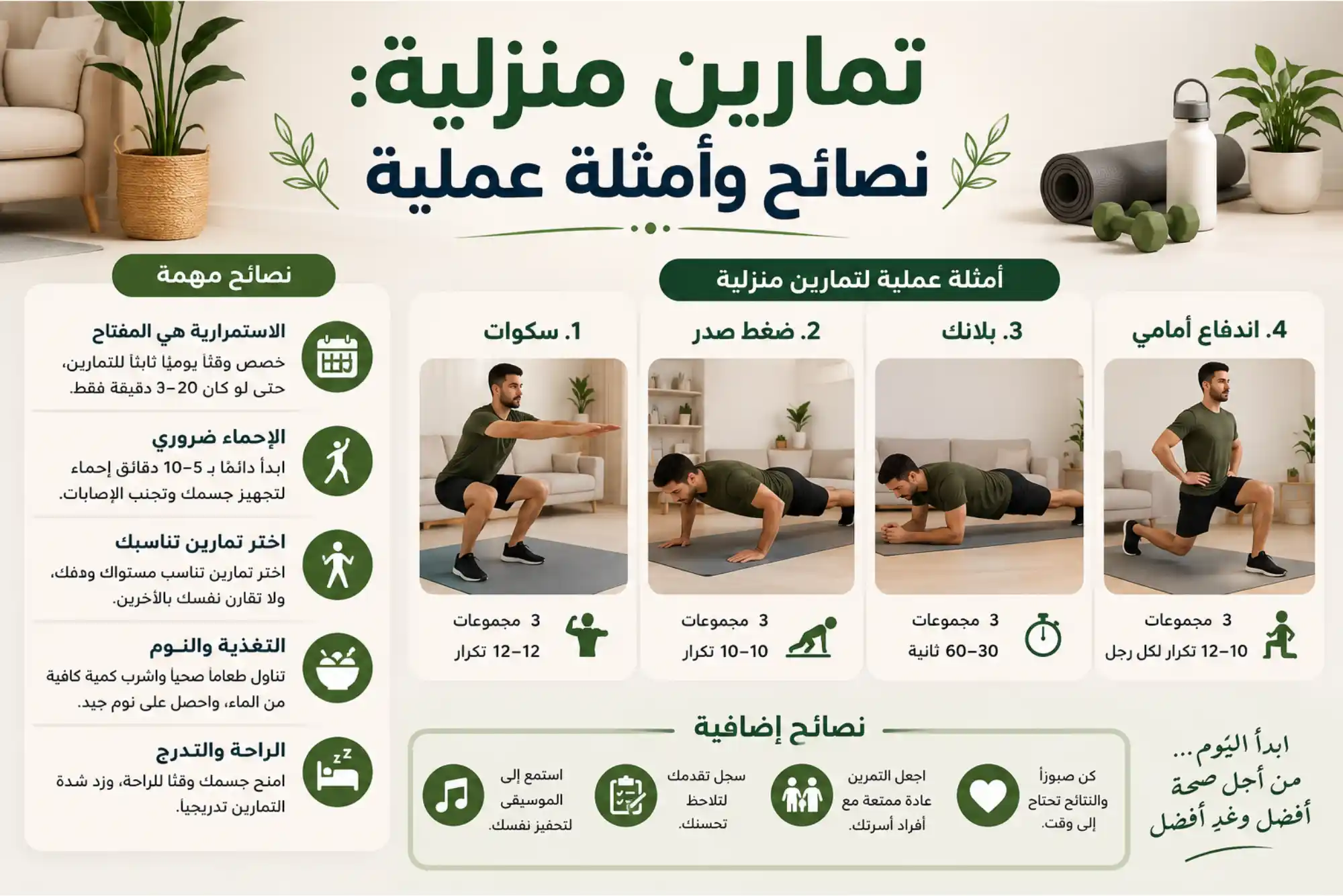 تمارين منزلية نصائح وأمثلة عملية